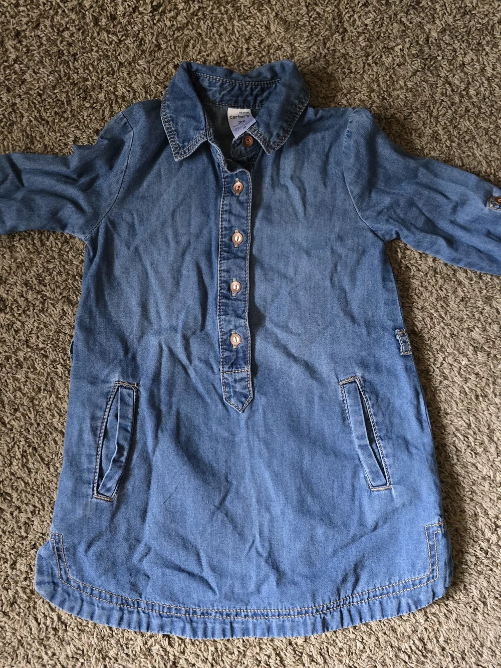 Carter's Light Blue Denim Button-Front Shirt Dress Jacket